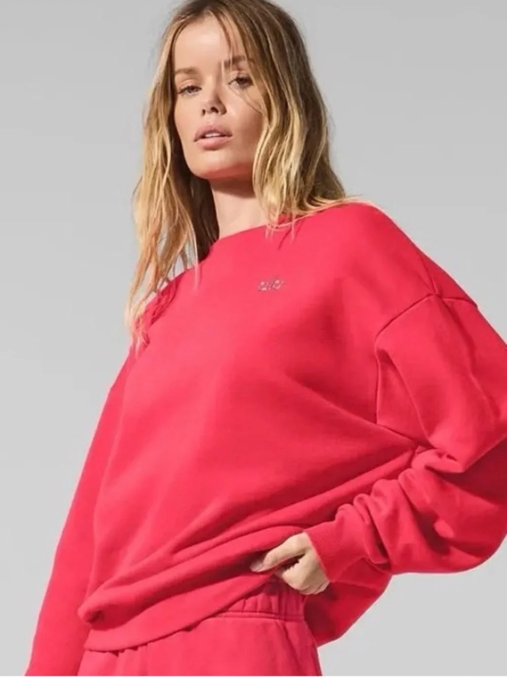 Alo accolade candy red crew neck sweatshirt NWT large